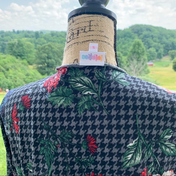 LuLaRoe Shirley Houndstooth Floral Kimono SM NWT - Picture 10 of 10